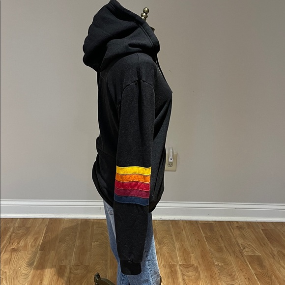 Aviator Nation charcoal grey zip front  Hoodie with lightening rainbow size L - Picture 3 of 11